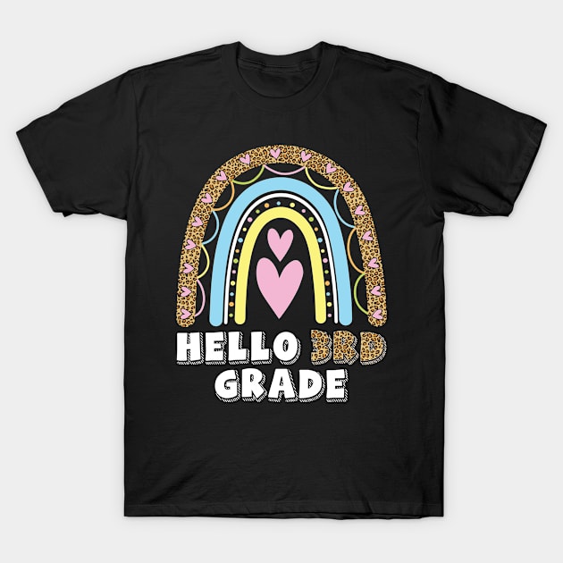 Heart Rainbow Teacher Student Back To School Hello 3rd Grade T-Shirt by DainaMotteut